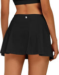 Women Tennis Skirt Golf Skorts Athletic High Waisted with Pockets Inner Shorts Sport Workout Pleated Pickleball - Black