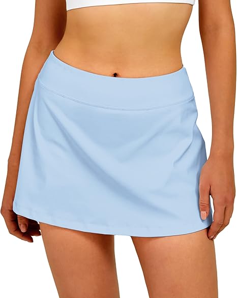 Women Tennis Skirt Golf Skorts Athletic High Waisted with Pockets Inner Shorts Sport Workout Pleated Pickleball - Blue
