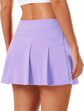 Women Tennis Skirt Golf Skorts Athletic High Waisted with Pockets Inner Shorts Sport Workout Pleated Pickleball - Purple