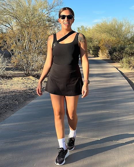 Women Tennis Skirt Golf Skorts Athletic High Waisted with Pockets Inner Shorts Sport Workout Pleated Pickleball - Black